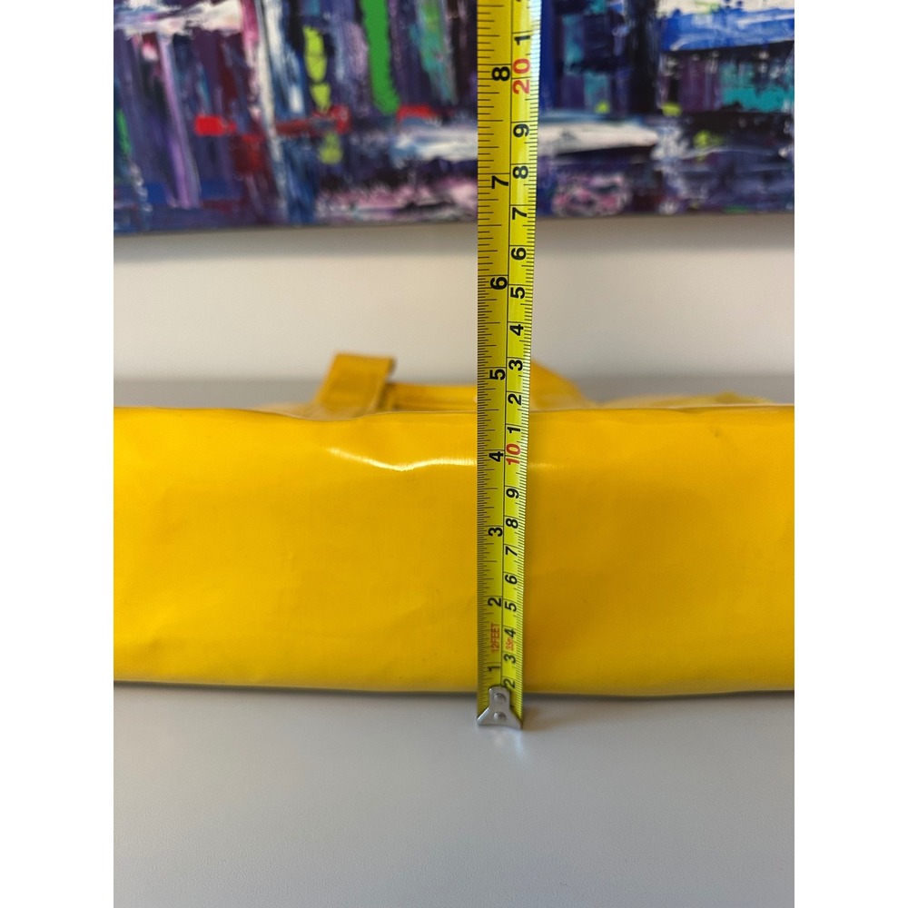 Tory Burch Ella Tote Yellow Patent Leather Woven Straw Butterfly Lining Bag - Picture 8 of 8